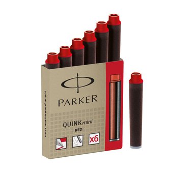 Чернильный картридж Квинк Шорт  для перьевой ручки. Для использования в перьевых ручках Паркер, чернила красного цвета, 30 шт. в упаковке
