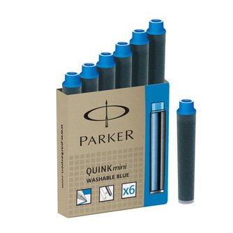 Чернильный картридж Квинк Шорт  для перьевой ручки. Для использования в перьевых ручках Паркер, чернила синего цвета, 30 шт. в упаковке